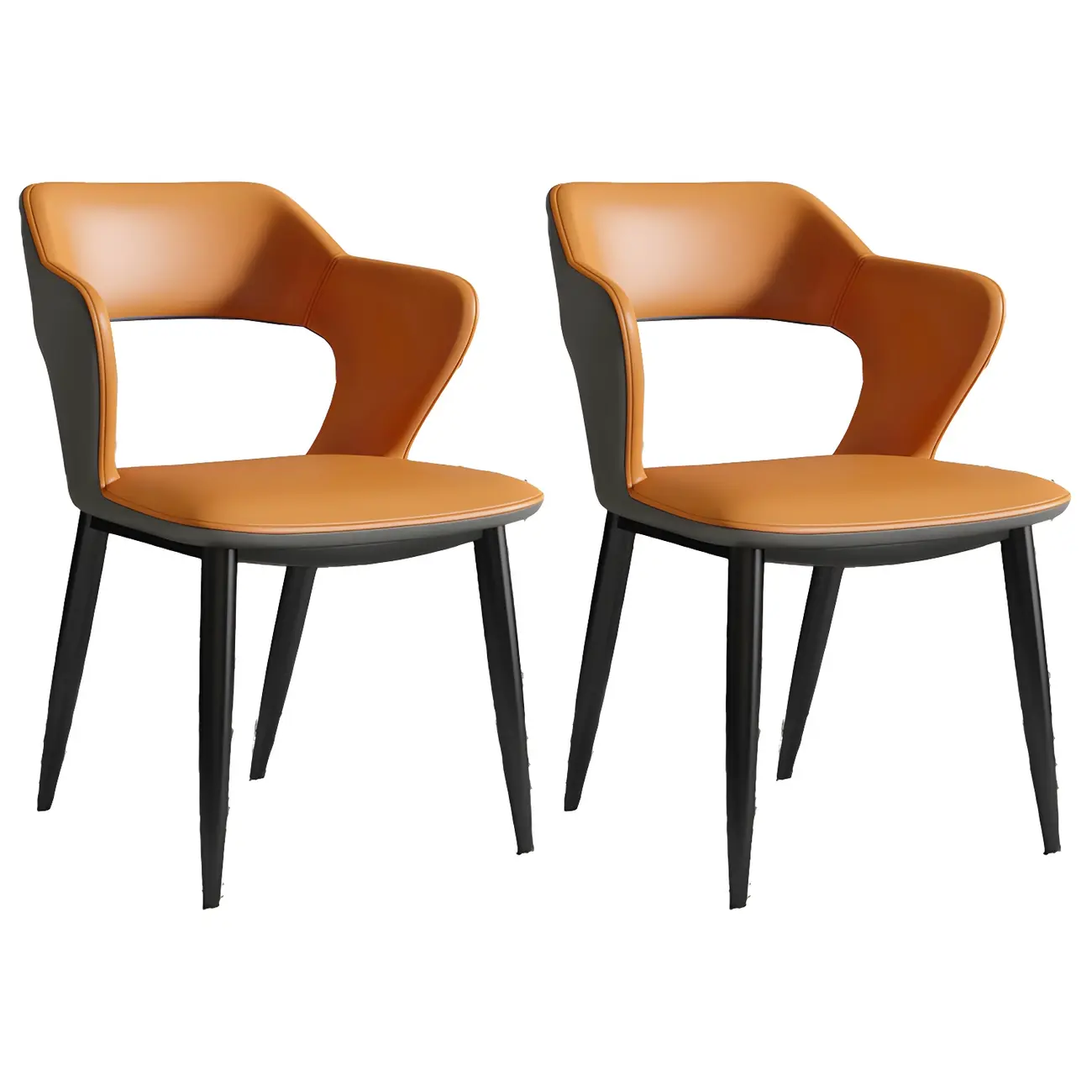 Contemporary Upholstered Open Back Dining Chair with Arms Image - 21 | homeyfad