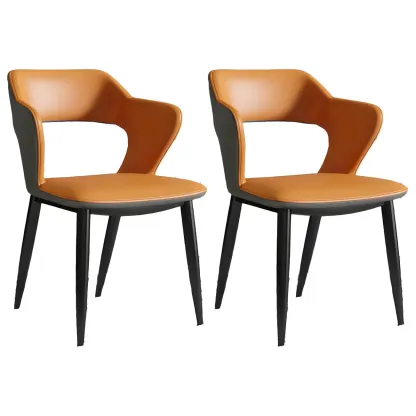 Contemporary Upholstered Open Back Dining Chair with Arms Image - 21