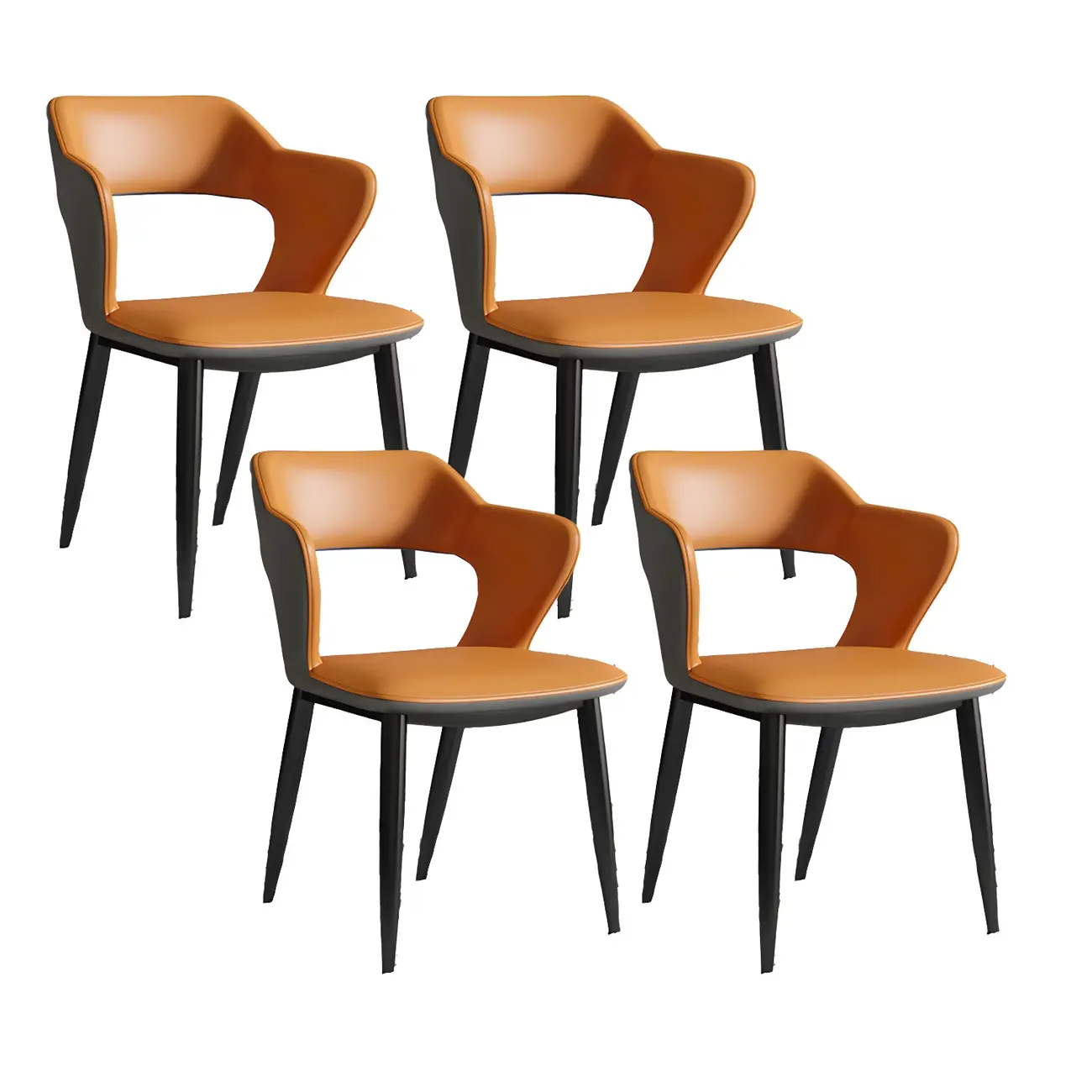 Contemporary Upholstered Open Back Dining Chair with Arms Image - 22 | homeyfad