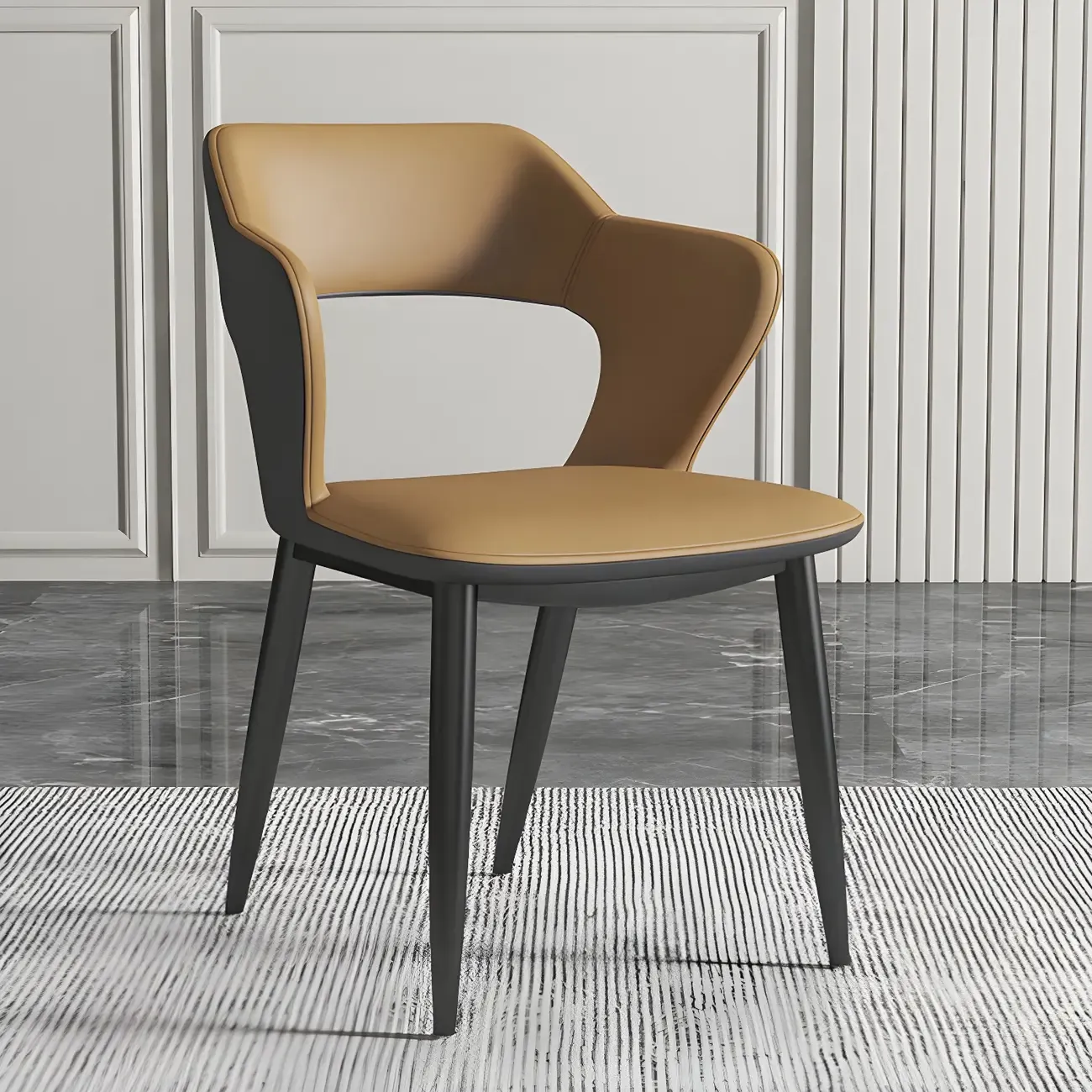 Contemporary Upholstered Open Back Dining Chair with Arms Image - 23