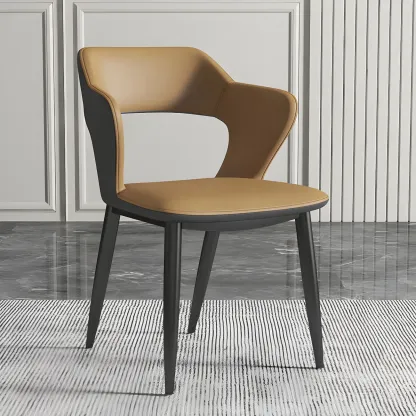 Contemporary Upholstered Open Back Dining Chair with Arms Image - 23