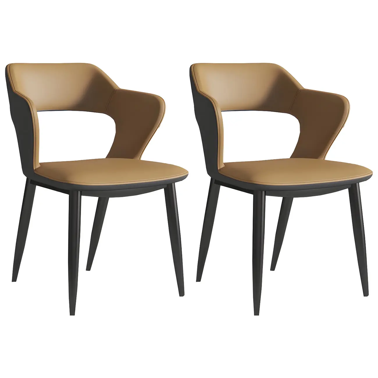 Contemporary Upholstered Open Back Dining Chair with Arms Image - 24 | homeyfad