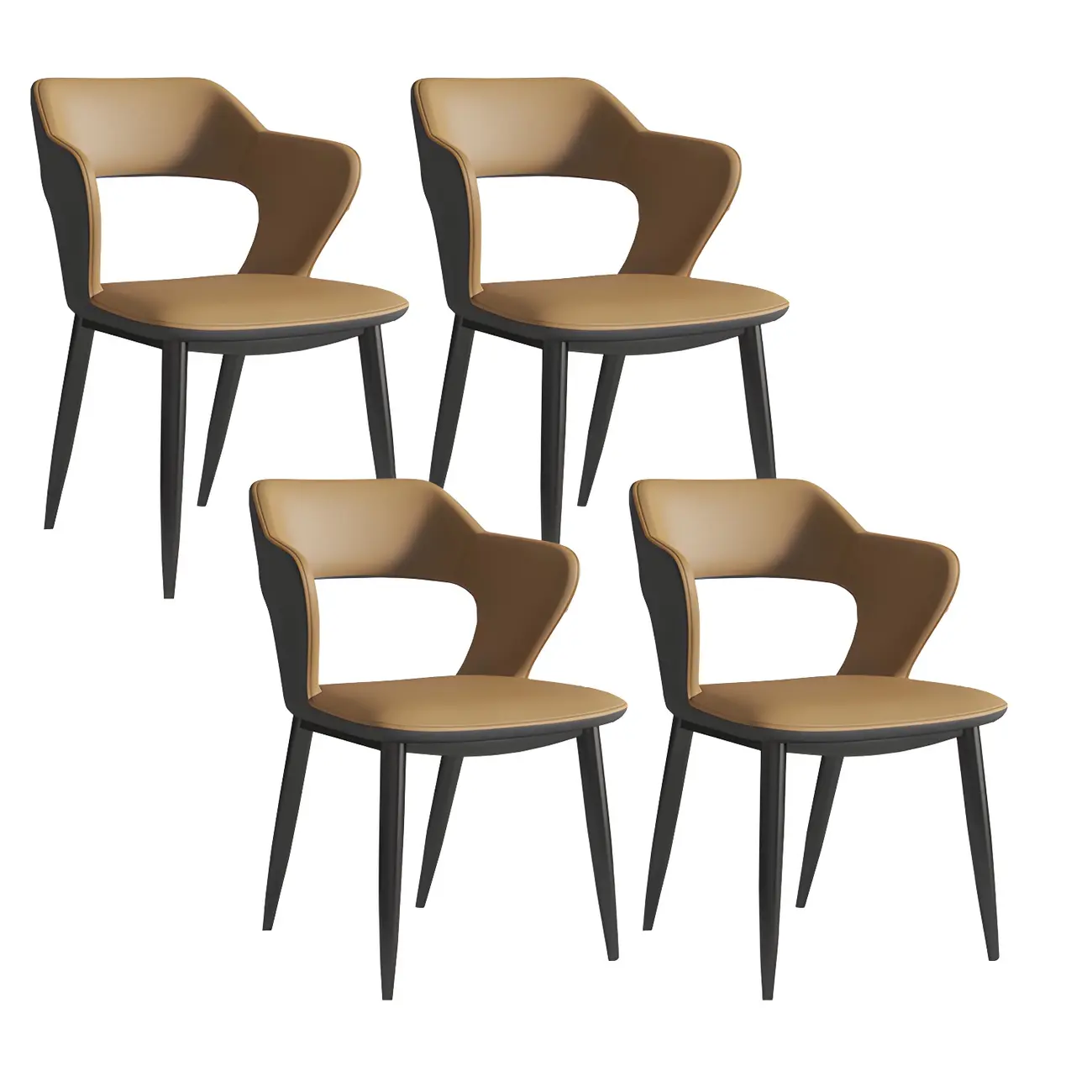 Contemporary Upholstered Open Back Dining Chair with Arms Image - 25 | homeyfad