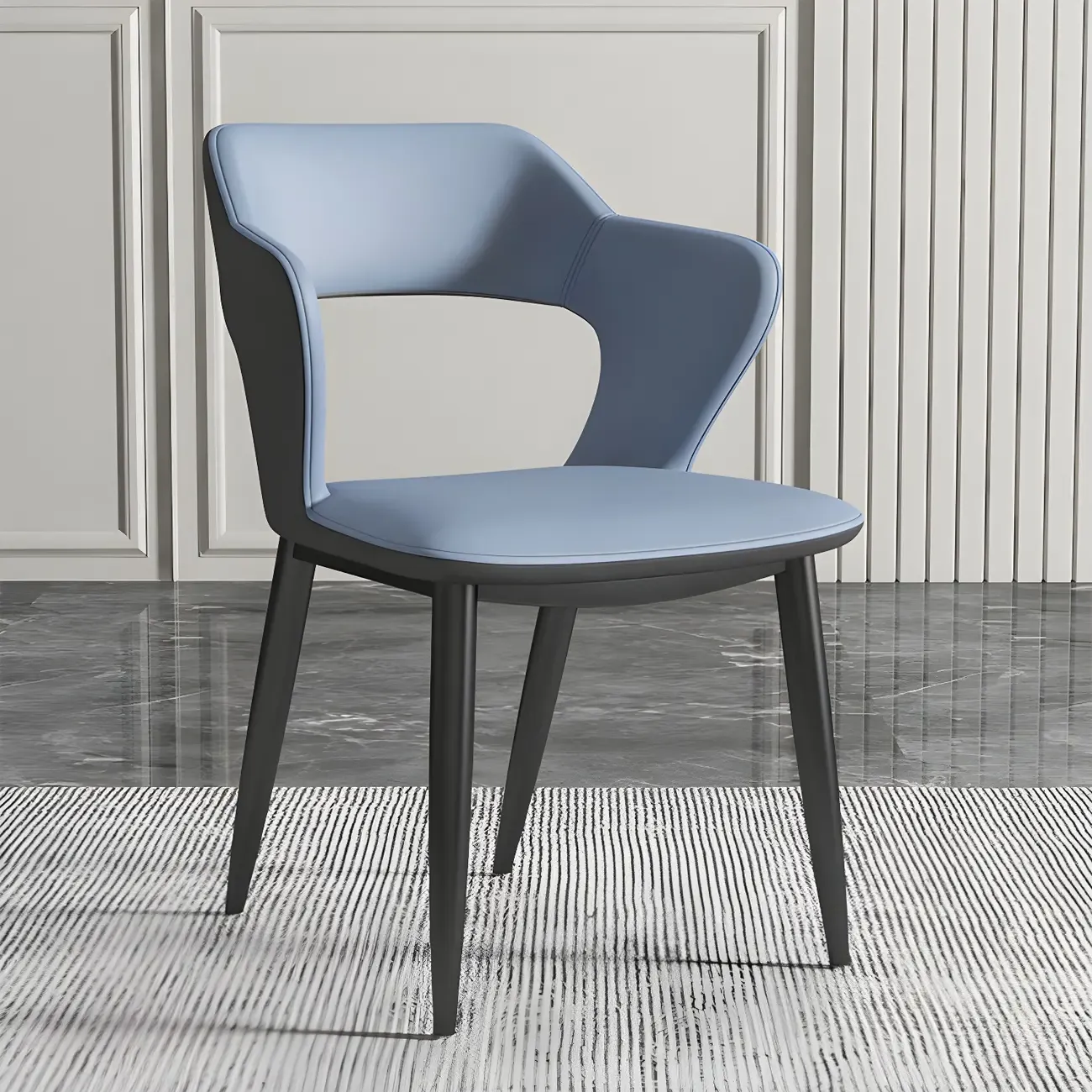 Contemporary Upholstered Open Back Dining Chair with Arms Image - 26
