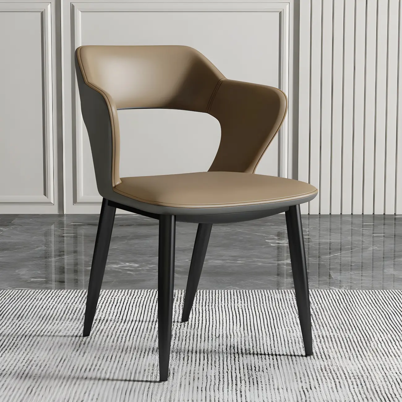 Contemporary Upholstered Open Back Dining Chair with Arms Image - 29 | homeyfad