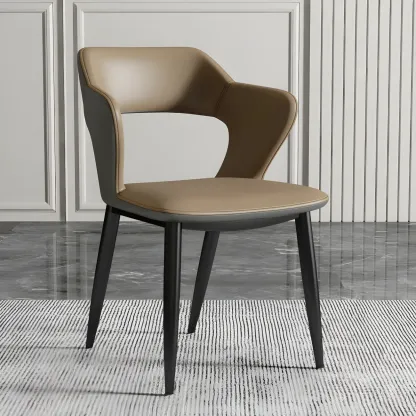 Contemporary Upholstered Open Back Dining Chair with Arms Image - 29