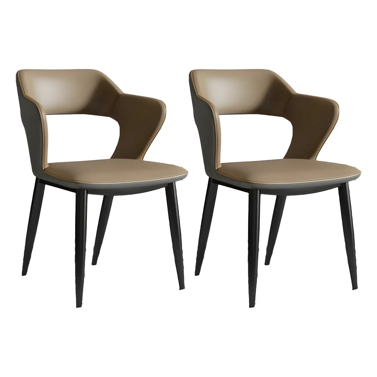 Contemporary Upholstered Open Back Dining Chair with Arms Image - 30 | homeyfad