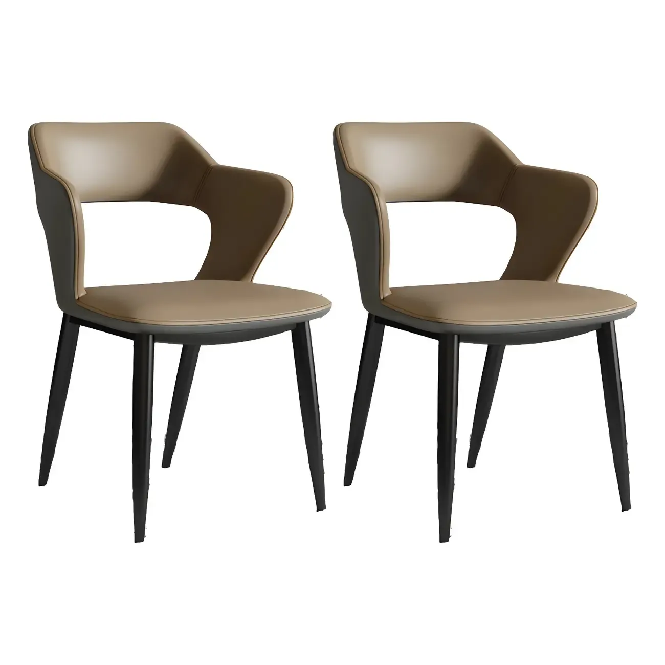 Contemporary Upholstered Open Back Dining Chair with Arms Image - 30