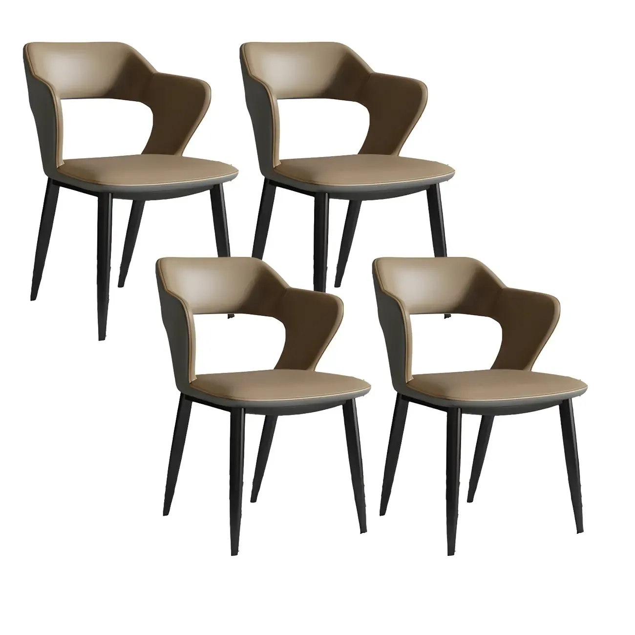Contemporary Upholstered Open Back Dining Chair with Arms Image - 31