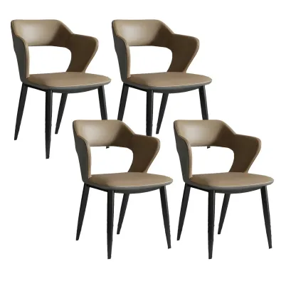 Contemporary Upholstered Open Back Dining Chair with Arms Image - 31
