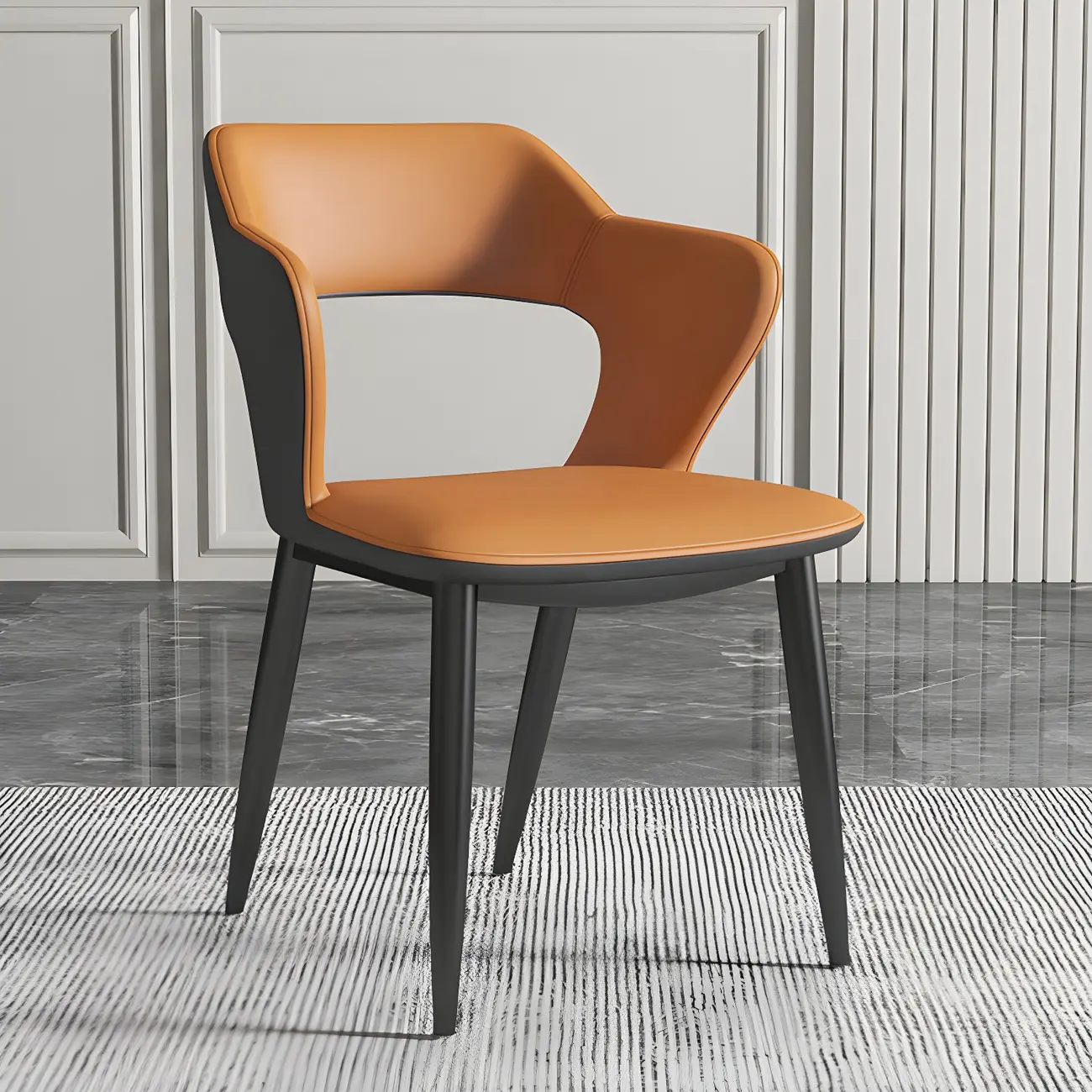 Contemporary Upholstered Open Back Dining Chair with Arms Image - 32 | homeyfad