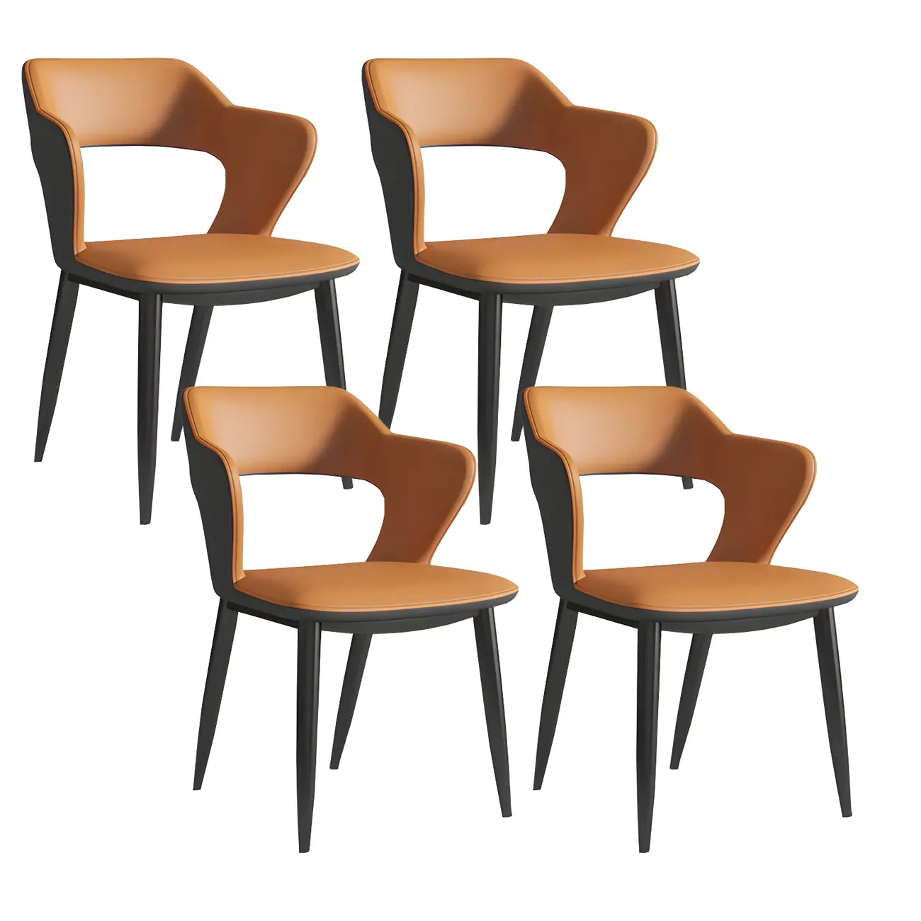 Contemporary Upholstered Open Back Dining Chair with Arms Image - 34 | homeyfad