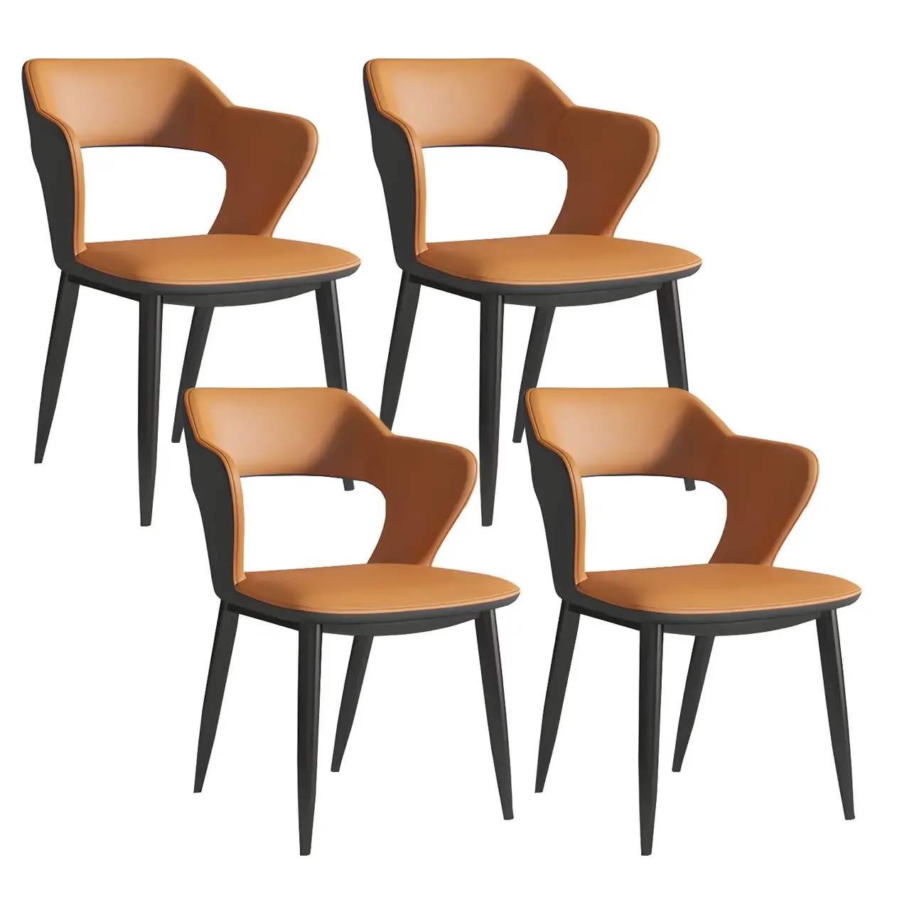 Contemporary Upholstered Open Back Dining Chair with Arms Image - 34