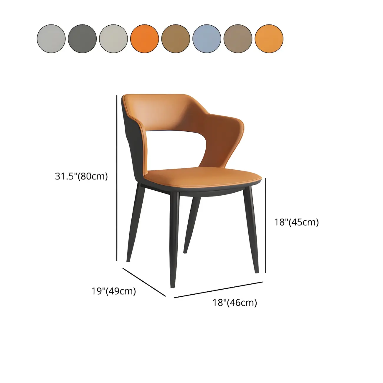 Contemporary Upholstered Open Back Dining Chair with Arms #size | homeyfad