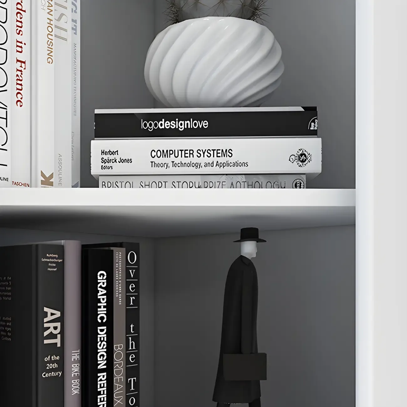 Scandinavian Walnut Wood Corner Bookcase 3-Tier Image - 11