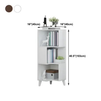 Scandinavian Walnut Wood Corner Bookcase 3-Tier Image - 14