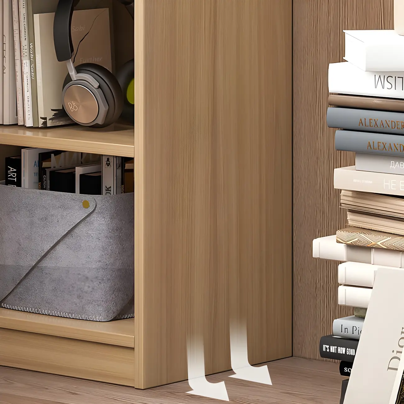 Narrow Tall Brown Wood 6-Shelf Closed Back Bookcase Image - 12 | homeyfad