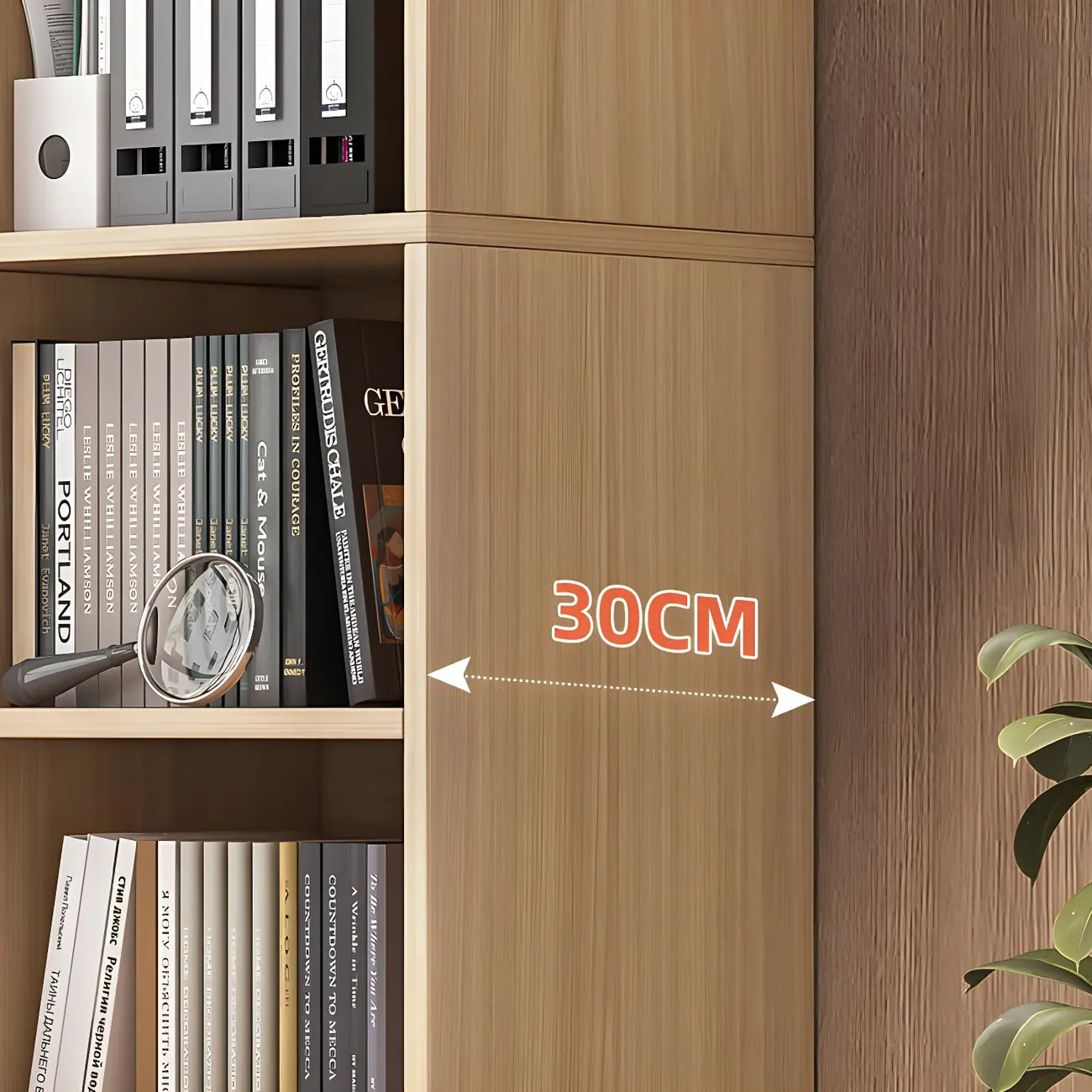 Narrow Tall Brown Wood 6-Shelf Closed Back Bookcase Image - 14 | homeyfad