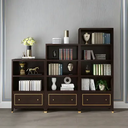 Modern Beech Wood Bookcase with Drawer for Office Image - 1