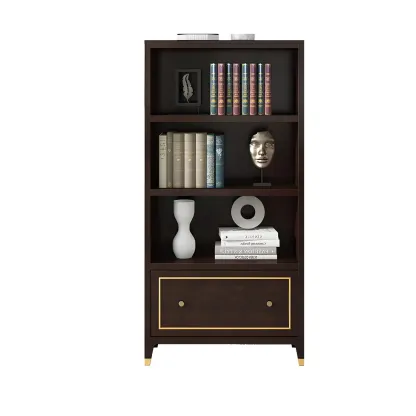 Modern Beech Wood Bookcase with Drawer for Office Image - 3