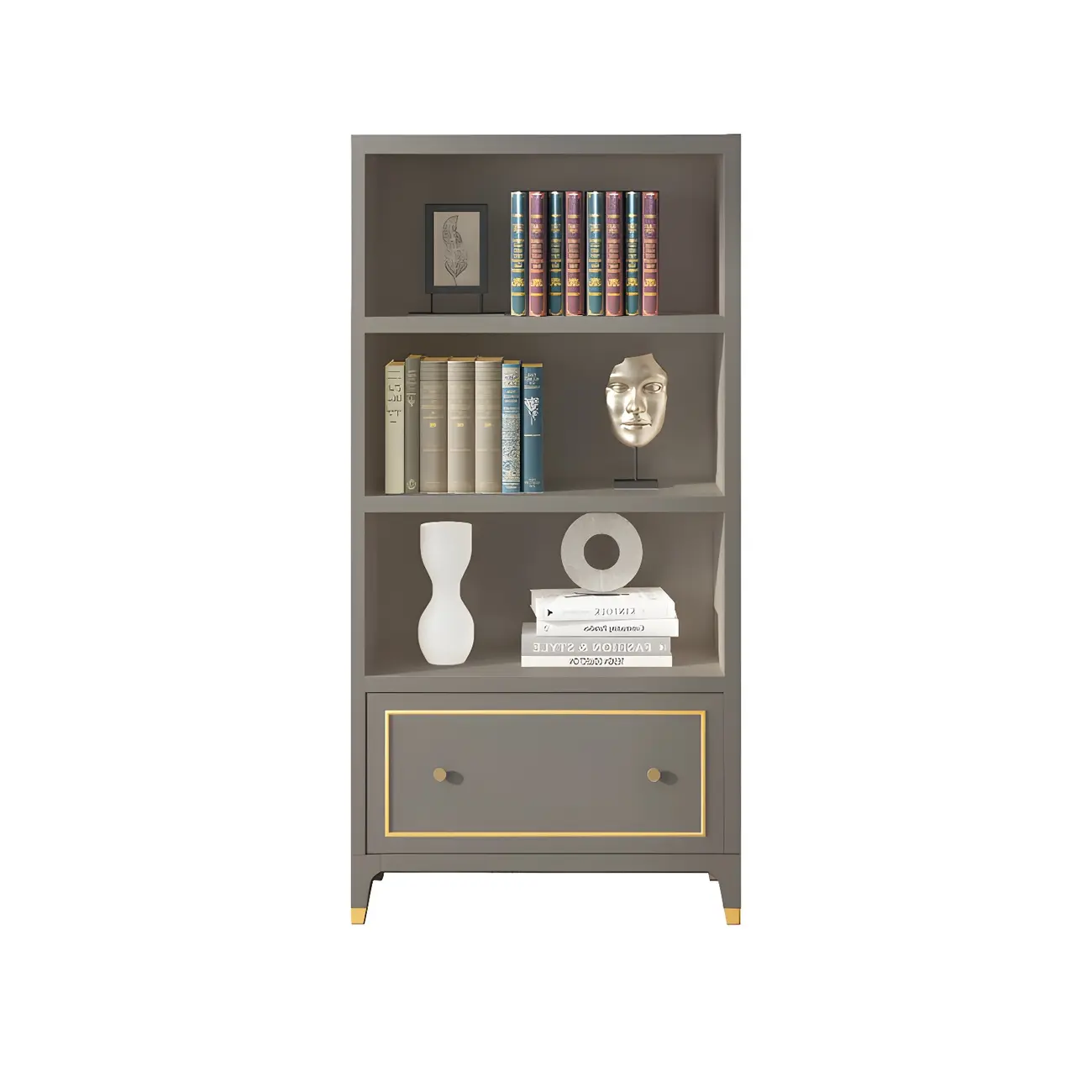 Modern Beech Wood Bookcase with Drawer for Office Image - 4 | homeyfad