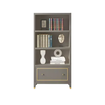 Modern Beech Wood Bookcase with Drawer for Office Image - 4