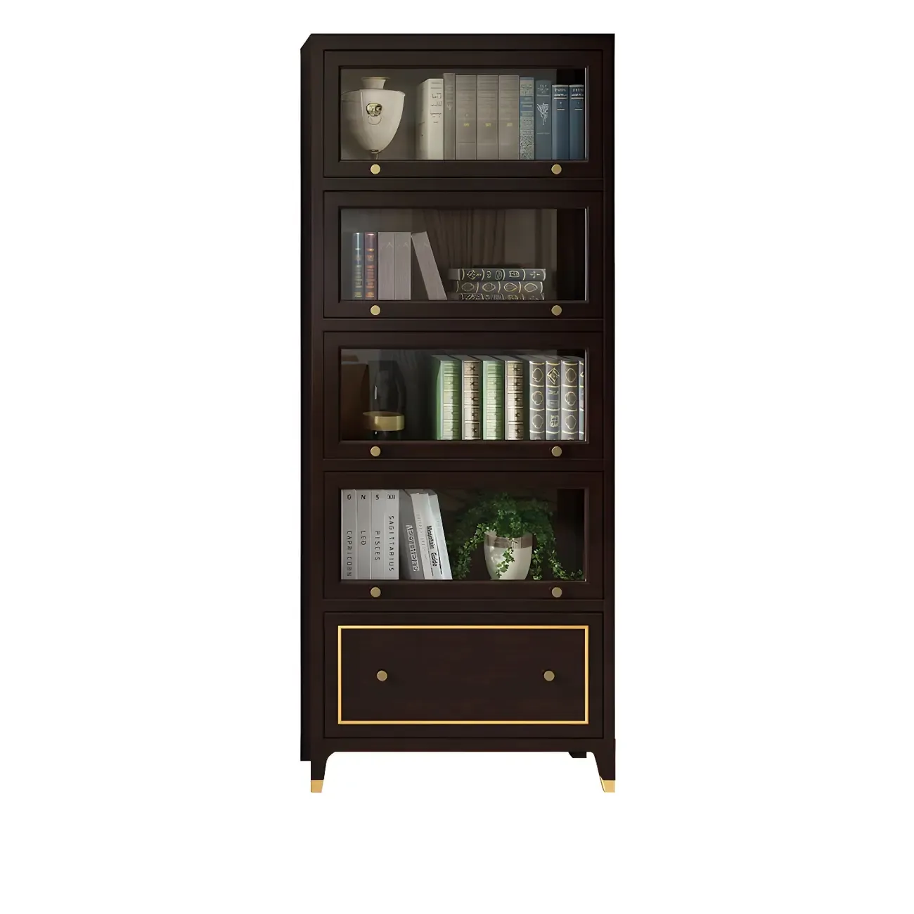 Modern Beech Wood Bookcase with Drawer for Office Image - 6
