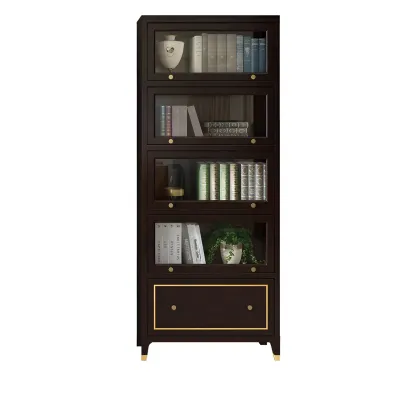Modern Beech Wood Bookcase with Drawer for Office Image - 6