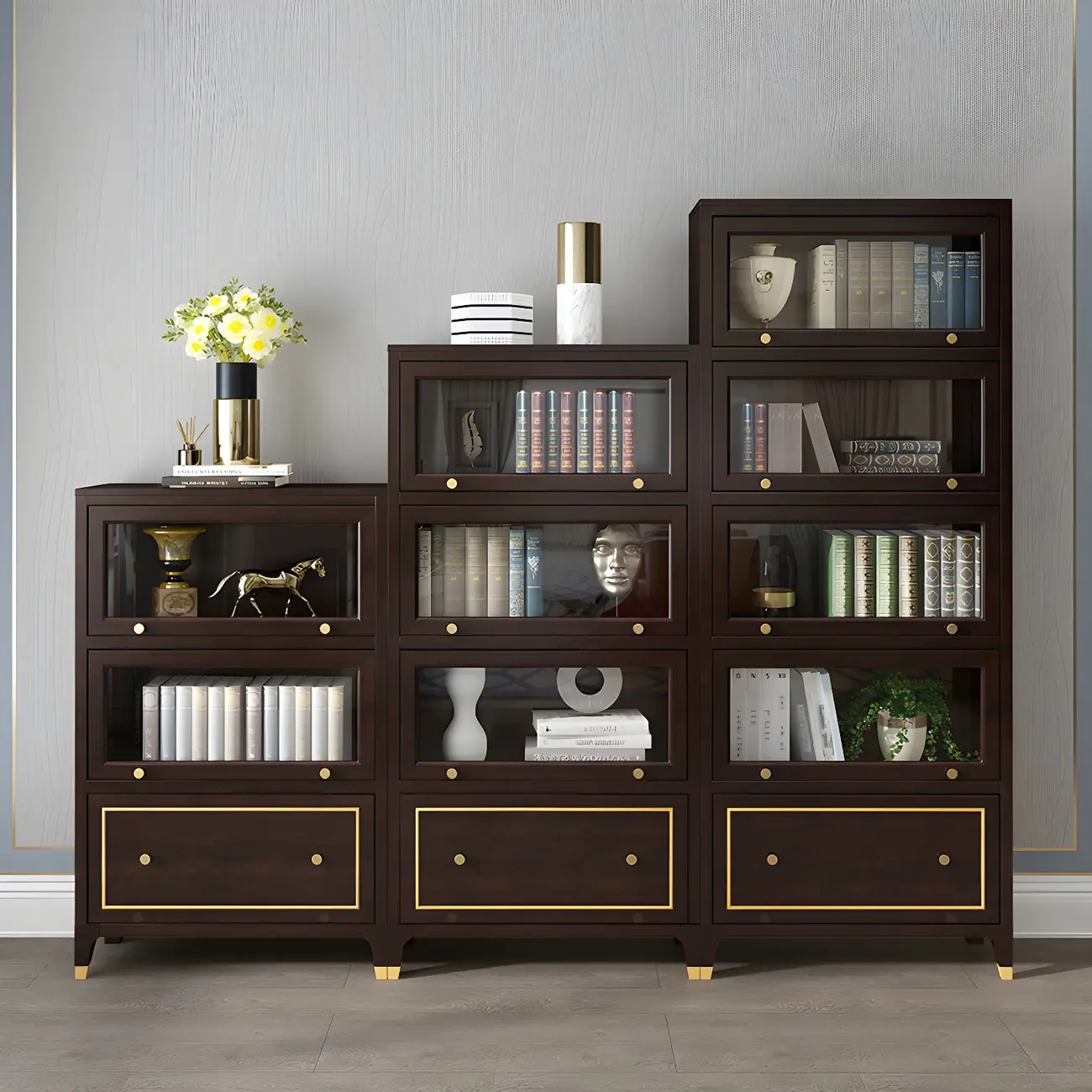 Modern Beech Wood Bookcase with Drawer for Office Image - 2 | homeyfad