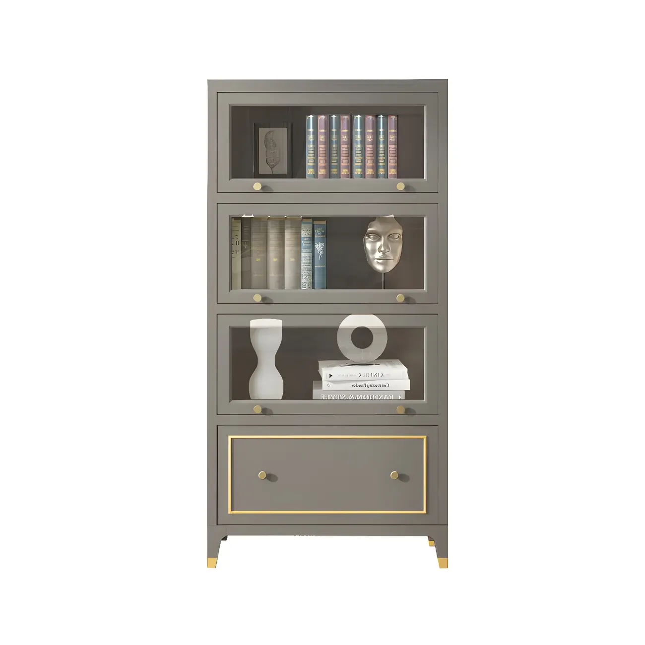 Modern Beech Wood Bookcase with Drawer for Office Image - 9