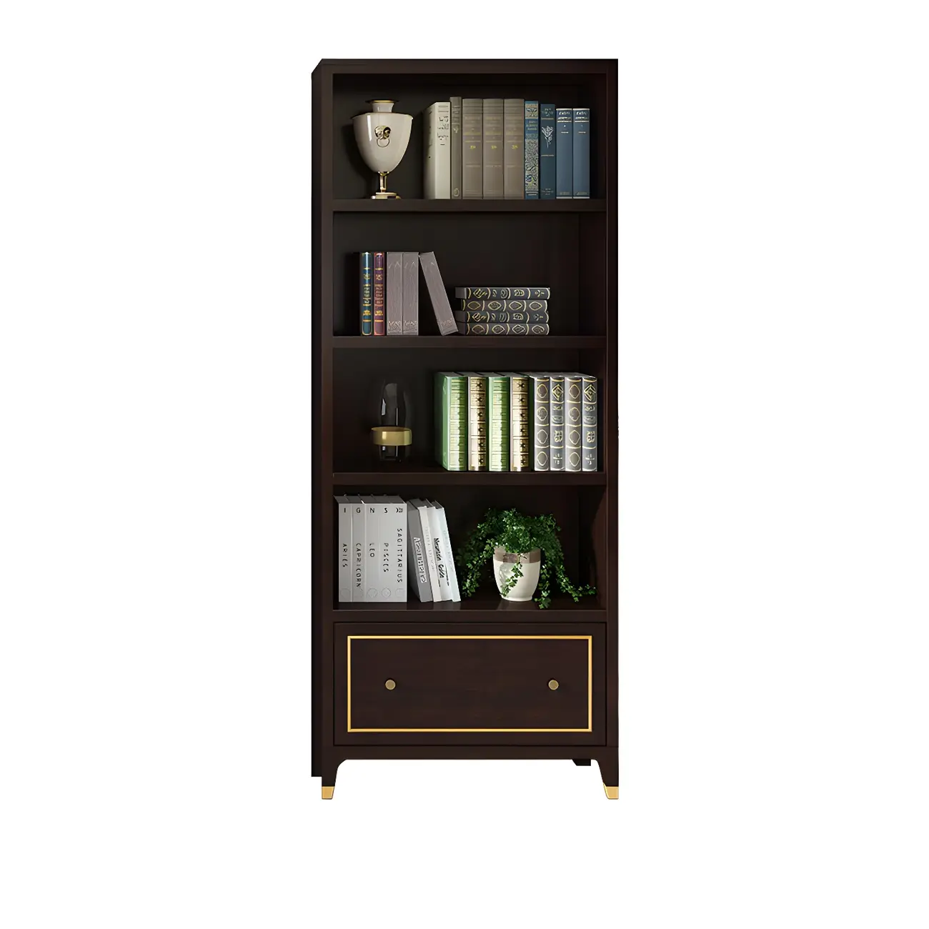 Modern Beech Wood Bookcase with Drawer for Office Image - 14 | homeyfad
