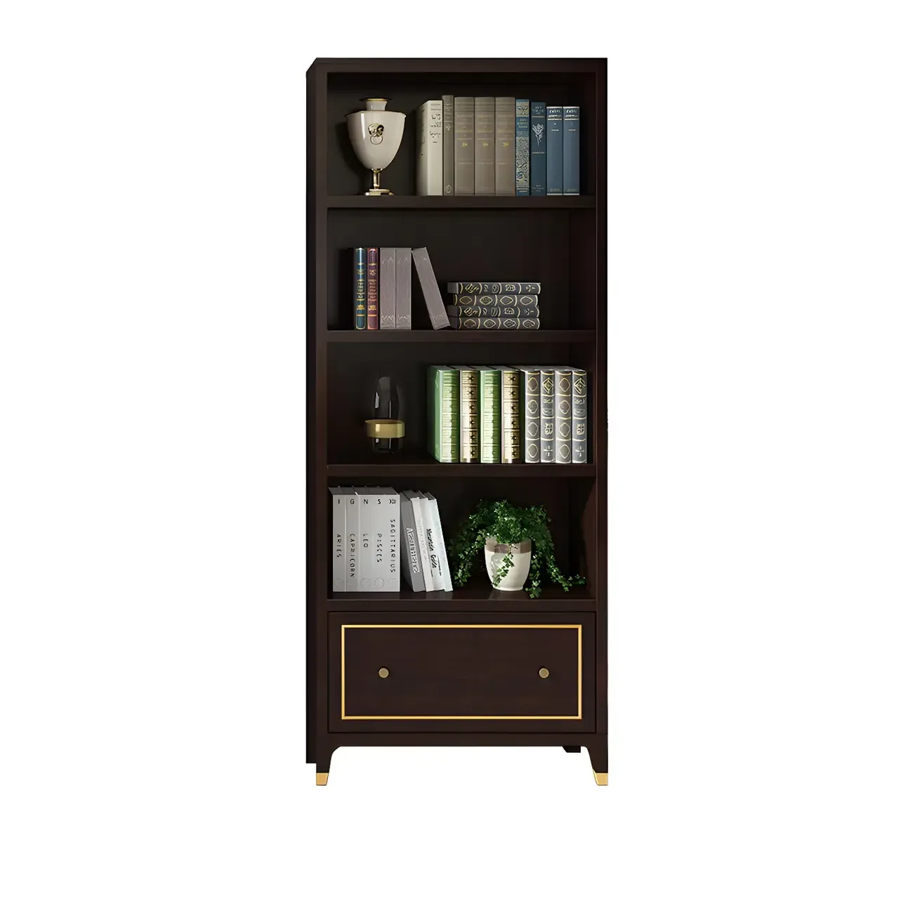 Modern Beech Wood Bookcase with Drawer for Office Image - 14