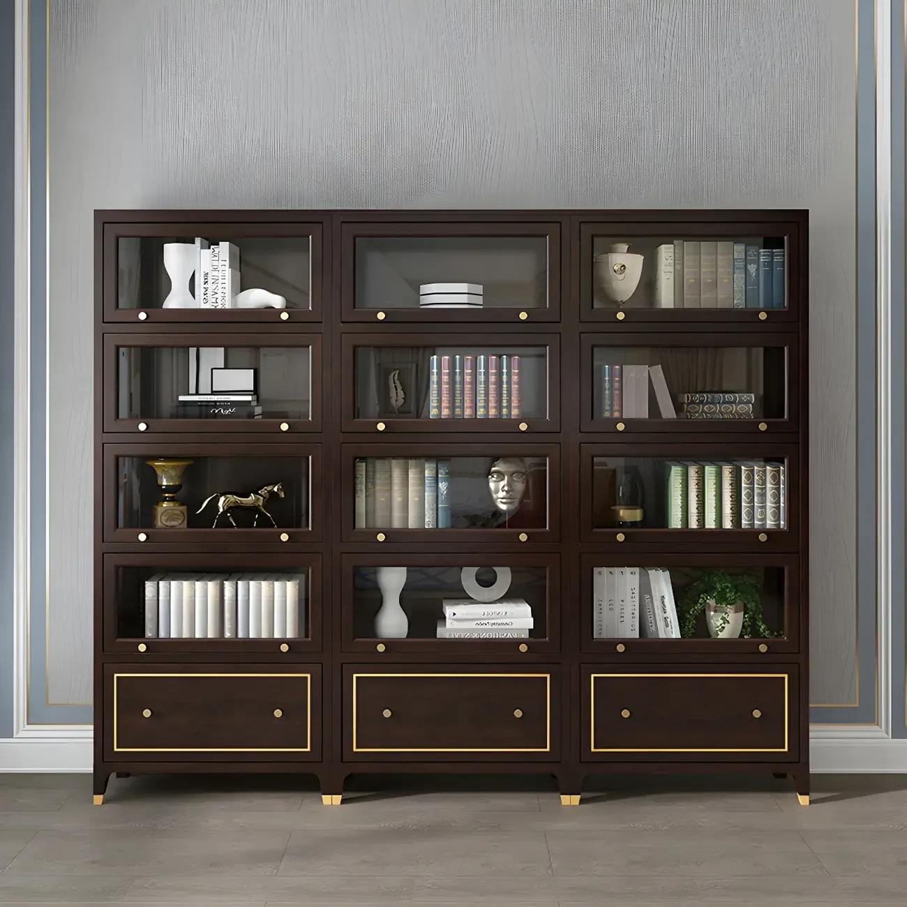 Modern Beech Wood Bookcase with Drawer for Office Image - 20