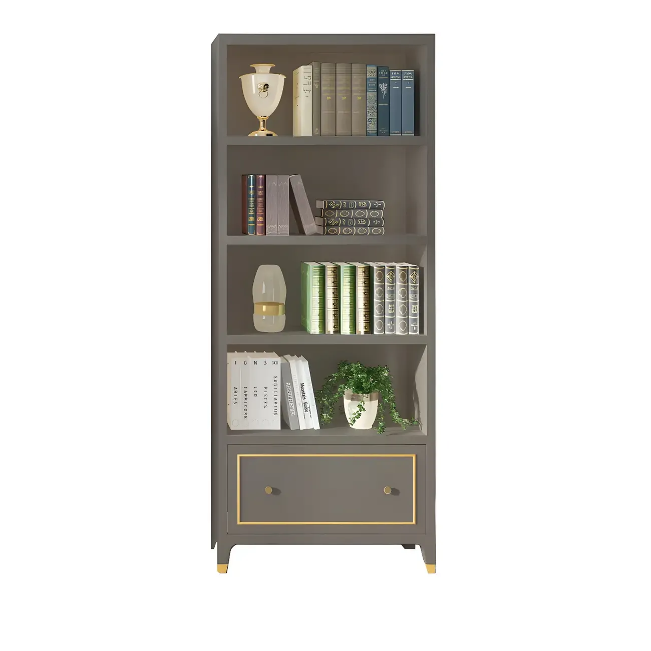 Modern Beech Wood Bookcase with Drawer for Office Image - 23