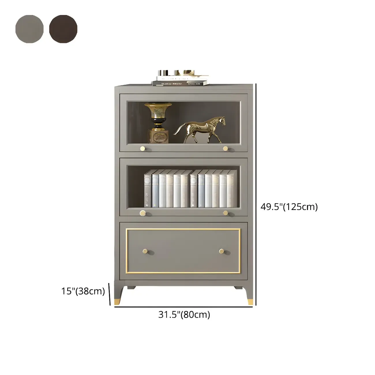 Modern Beech Wood Bookcase with Drawer for Office #size