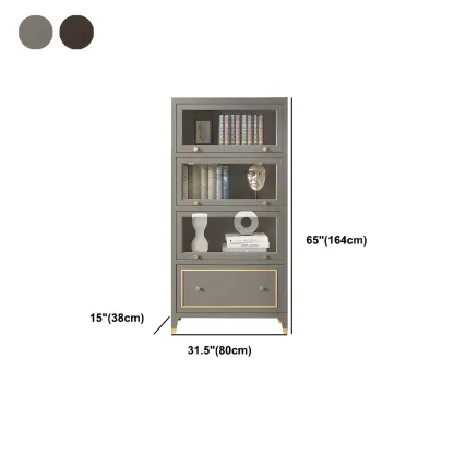 Modern Beech Wood Bookcase with Drawer for Office Image - 26
