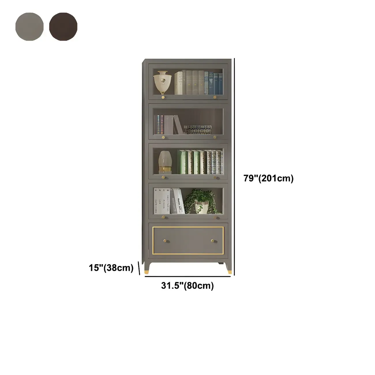 Modern Beech Wood Bookcase with Drawer for Office Image - 28