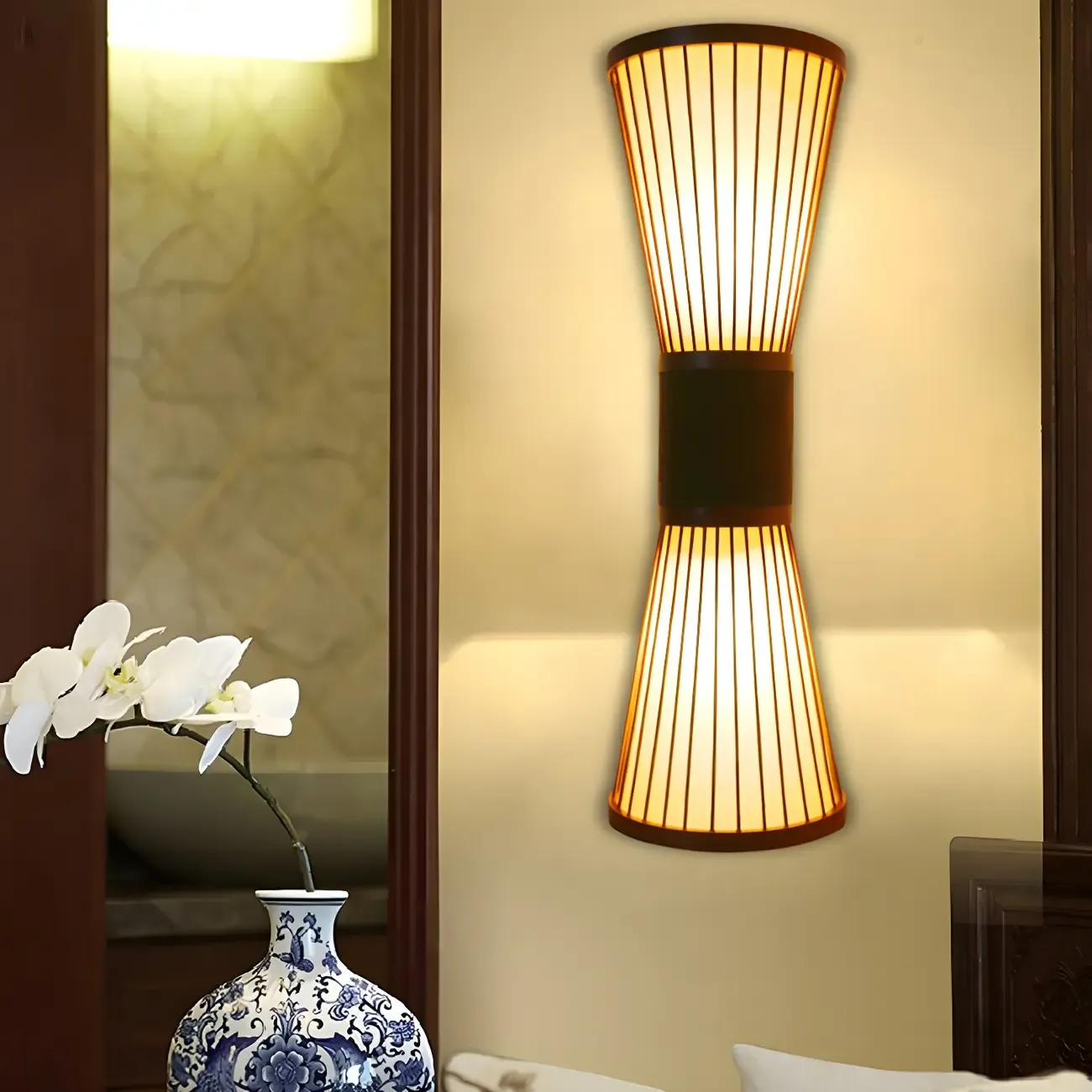 Brown Bamboo LED 23.5" Outdoor Wall Sconce in 2-Light Image - 2
