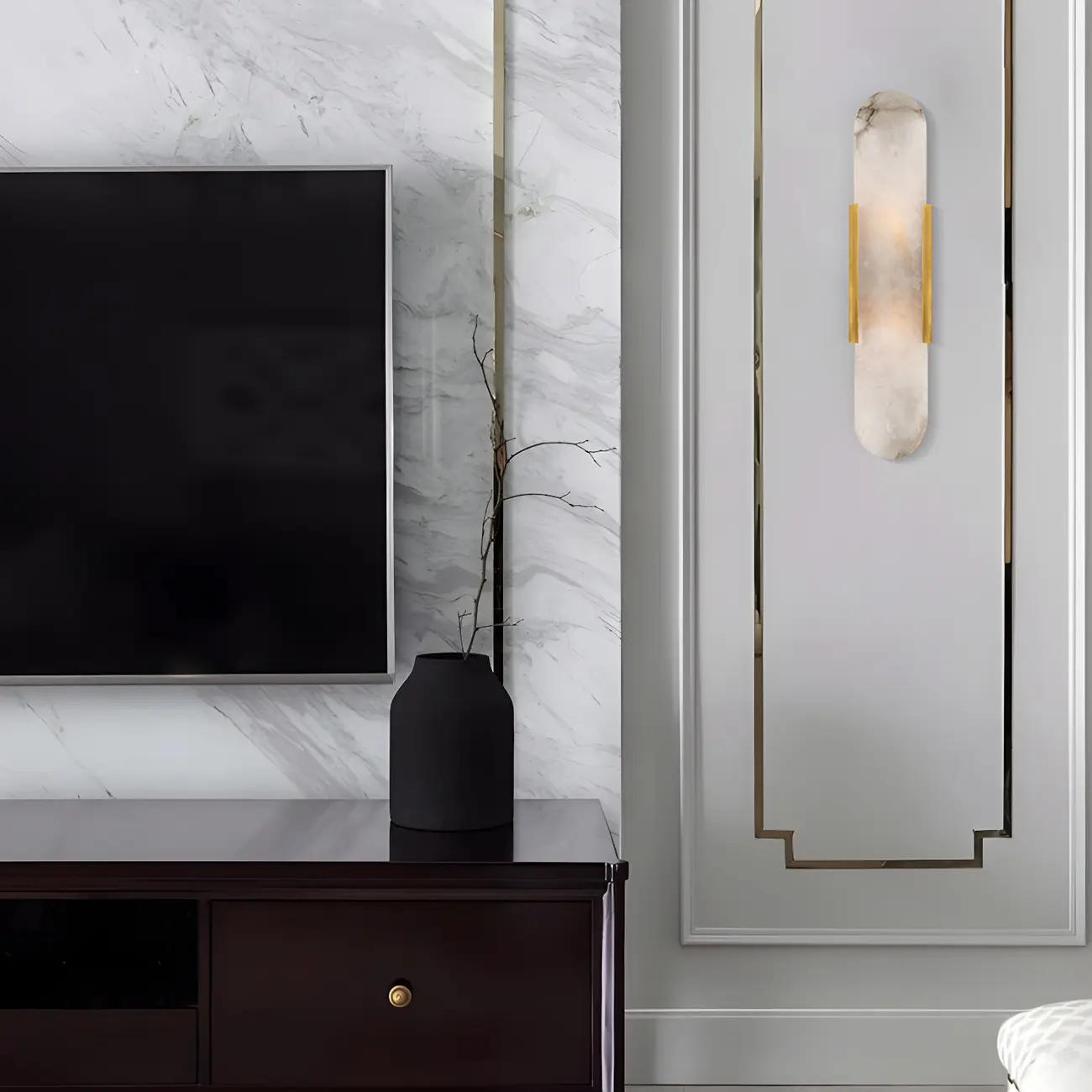 Decorative Alabaster Shade Glow 2-Light Oval Wall Sconce Light Image - 2 | homeyfad