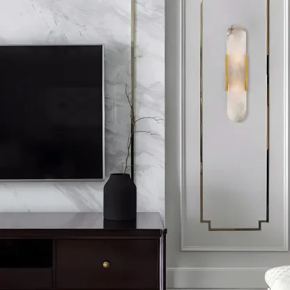 Decorative Alabaster Shade Glow 2-Light Oval Wall Sconce Light Image - 2