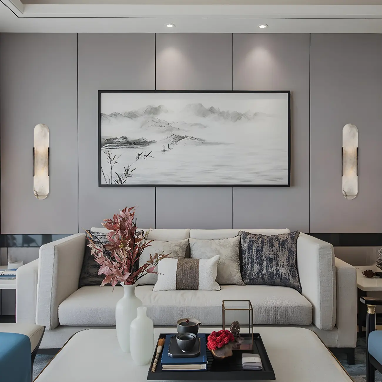 Decorative Alabaster Shade Glow 2-Light Oval Wall Sconce Light Image - 9 | homeyfad