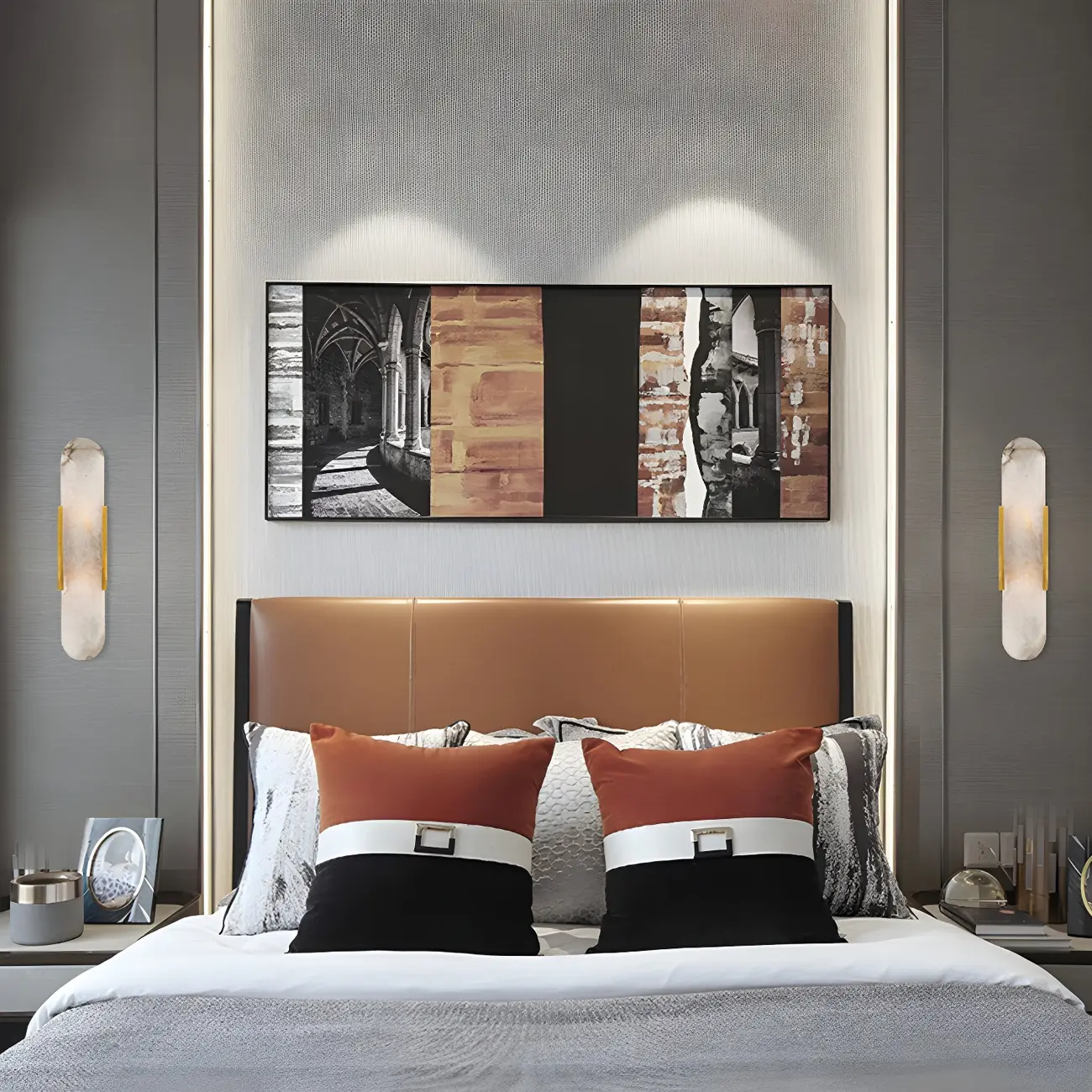 Decorative Alabaster Shade Glow 2-Light Oval Wall Sconce Light Image - 10 | homeyfad