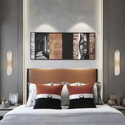 Decorative Alabaster Shade Glow 2-Light Oval Wall Sconce Light Image - 10