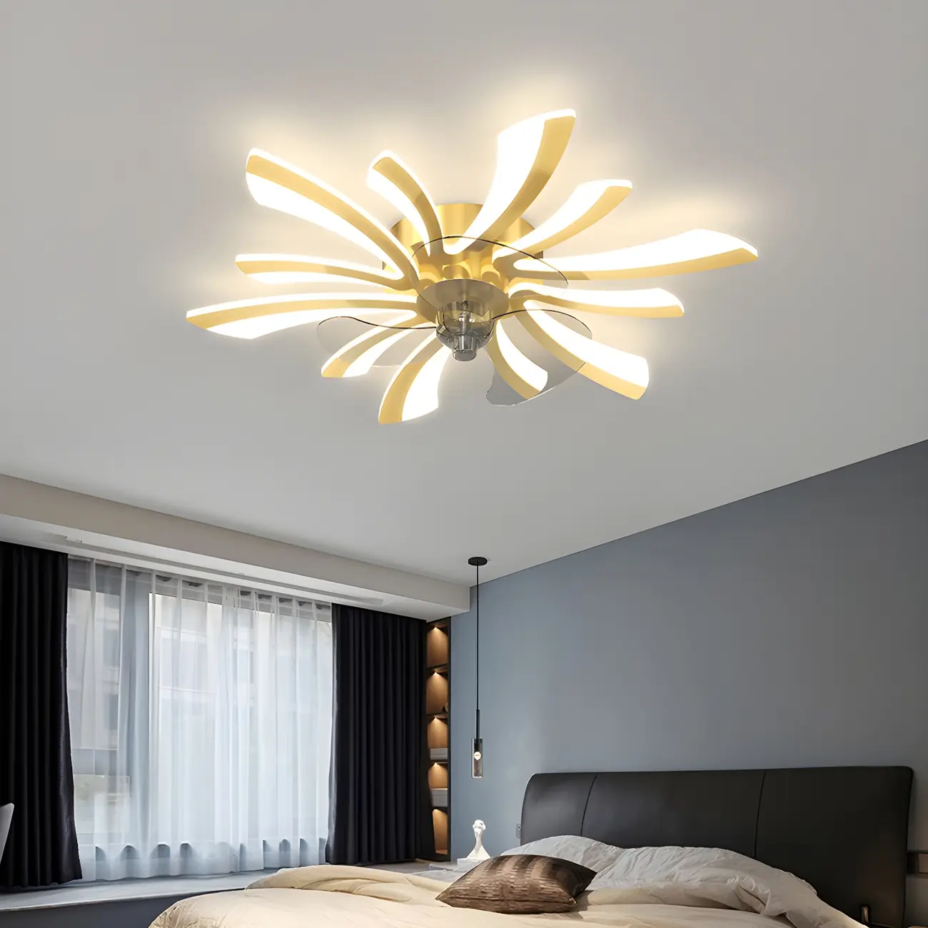 Modern LED Ceiling Fan Light with Acrylic Shade Image - 2 | homeyfad