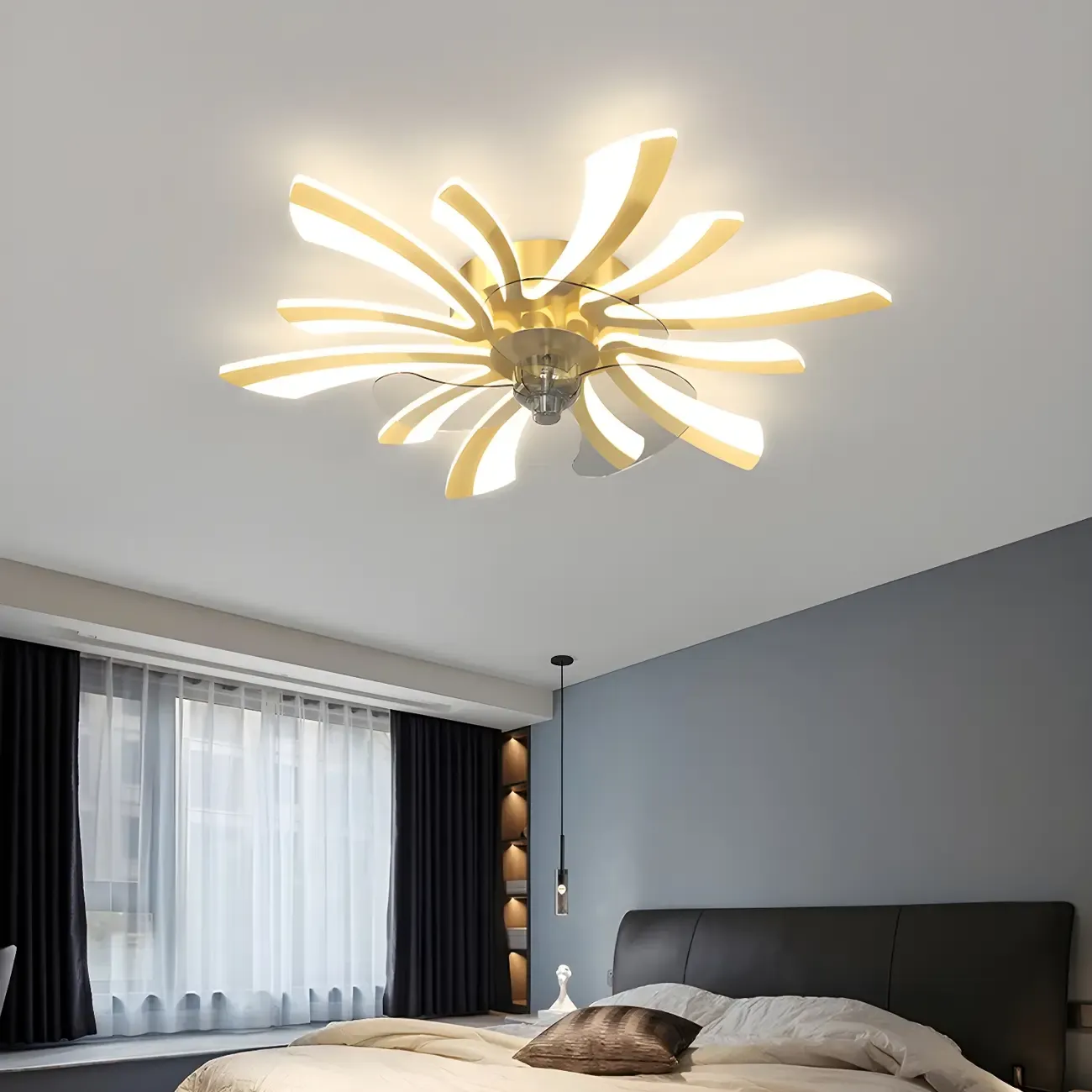 Modern LED Ceiling Fan Light with Acrylic Shade Image - 2