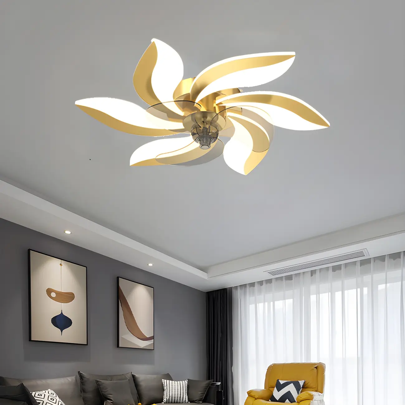 Modern LED Ceiling Fan Light with Acrylic Shade Image - 1 | homeyfad