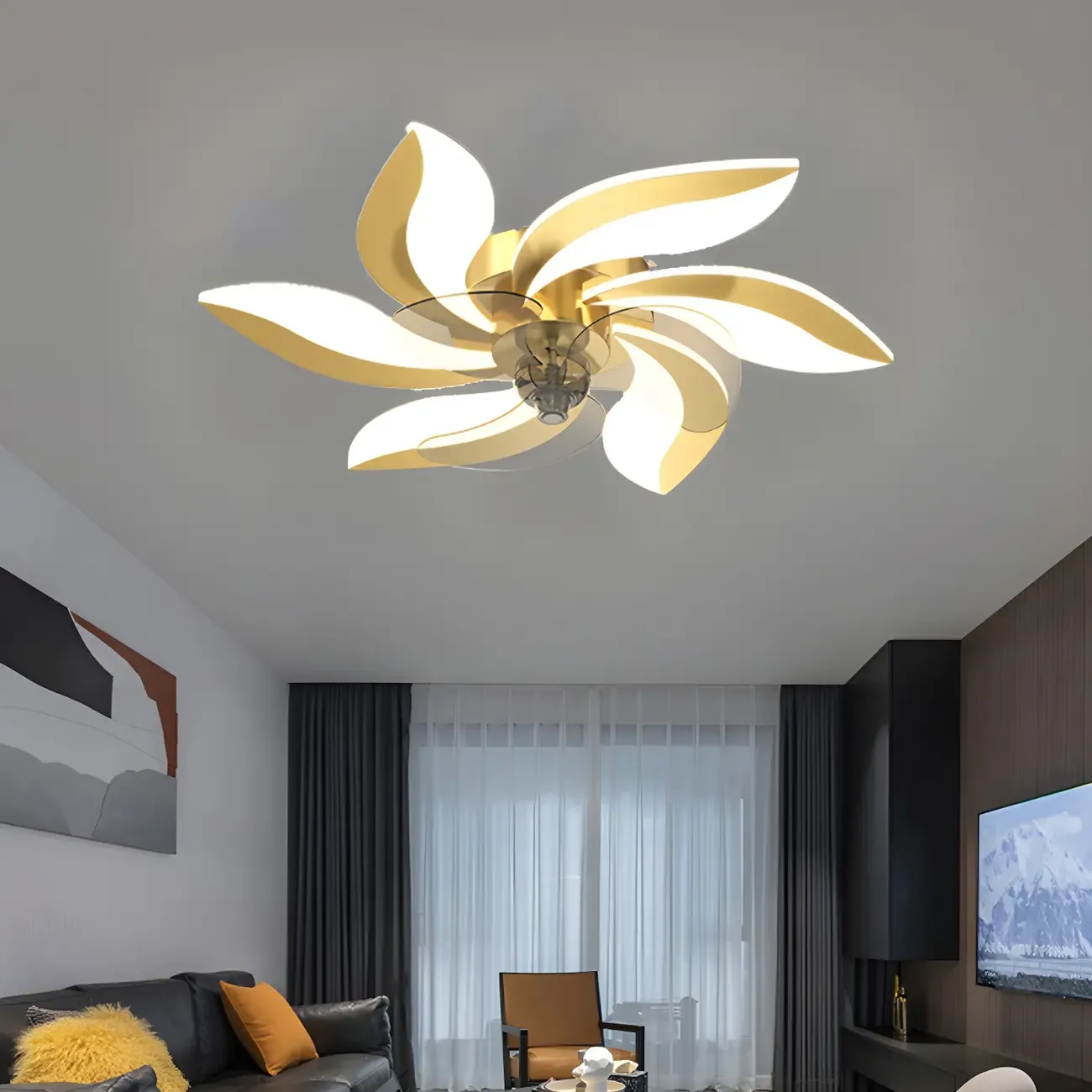 Modern LED Ceiling Fan Light with Acrylic Shade Image - 6