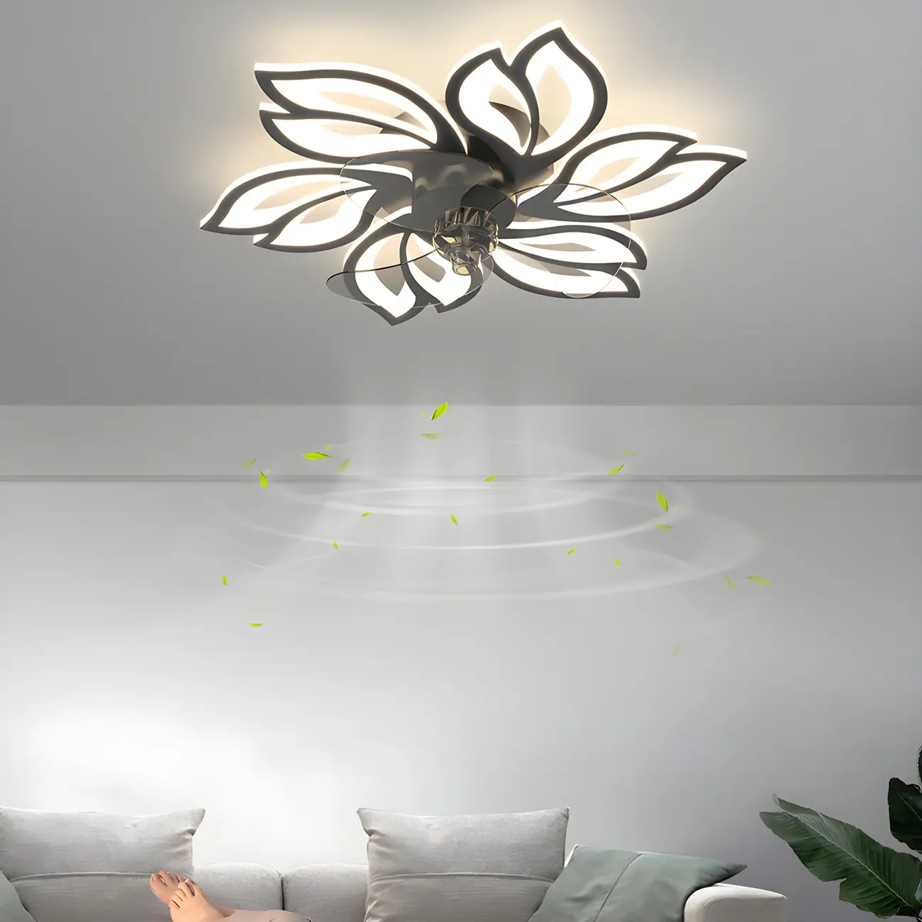 Modern LED Ceiling Fan Light with Acrylic Shade Image - 7 | homeyfad