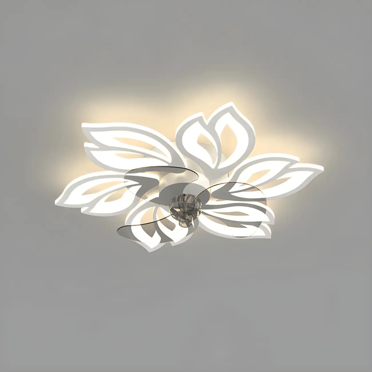 Modern LED Ceiling Fan Light with Acrylic Shade Image - 17