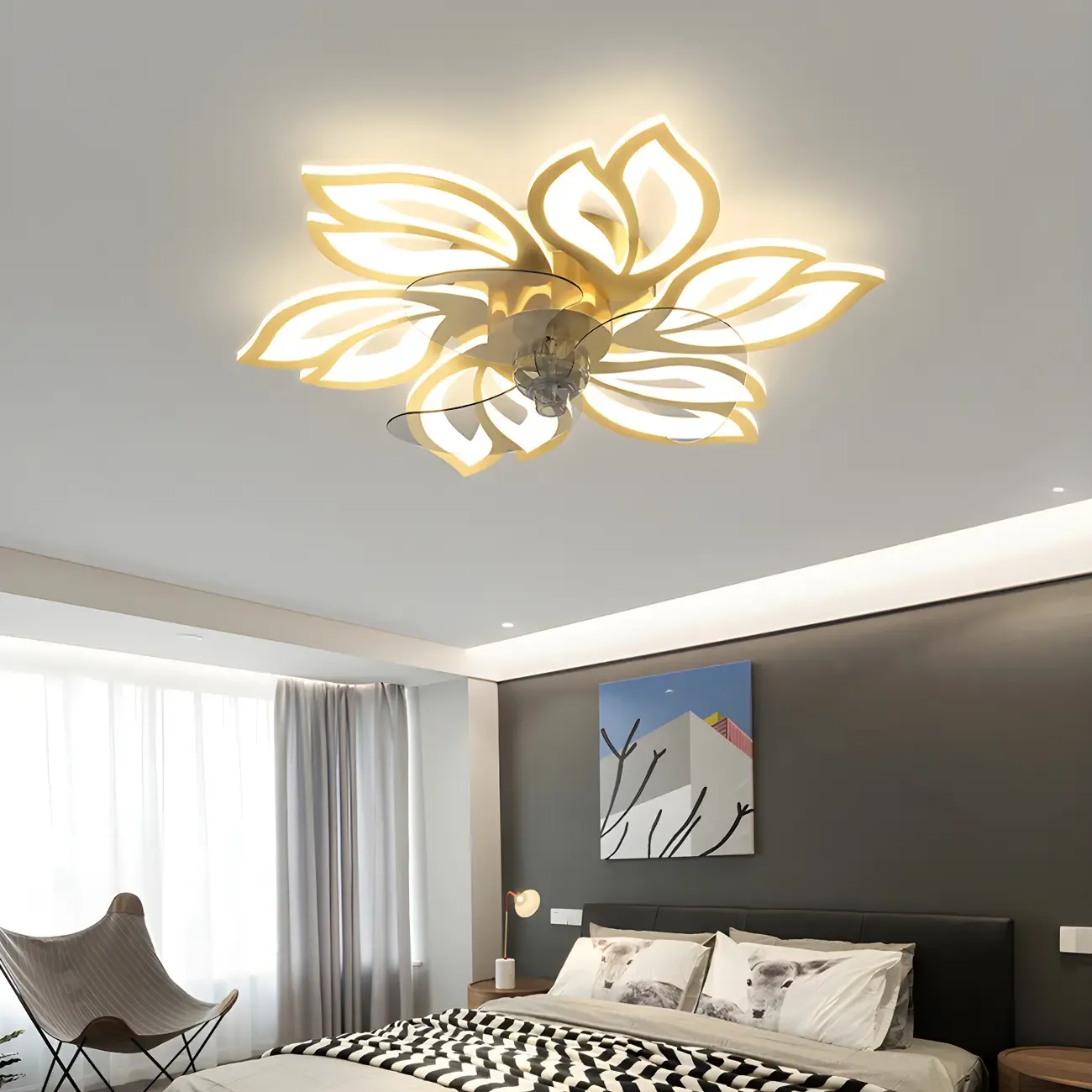 Modern LED Ceiling Fan Light with Acrylic Shade Image - 21
